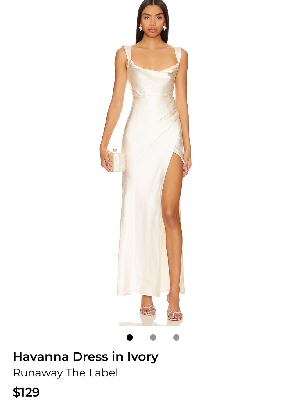 NWT Havanna Ivory Satin Gown with High Slit